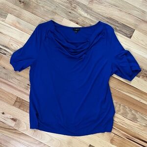 Talbots Blue Cowl Neck Shirt Sleeve Blouse